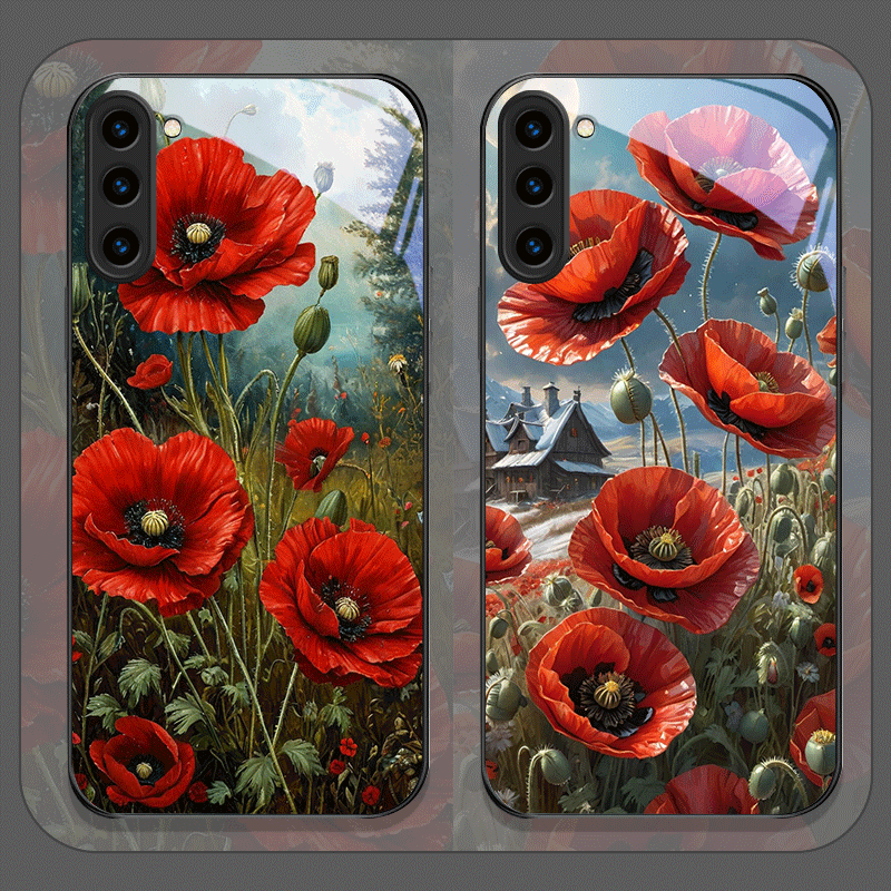 Samsung Galaxy S25 - Retro Poppy Flower Bloom Hot Red