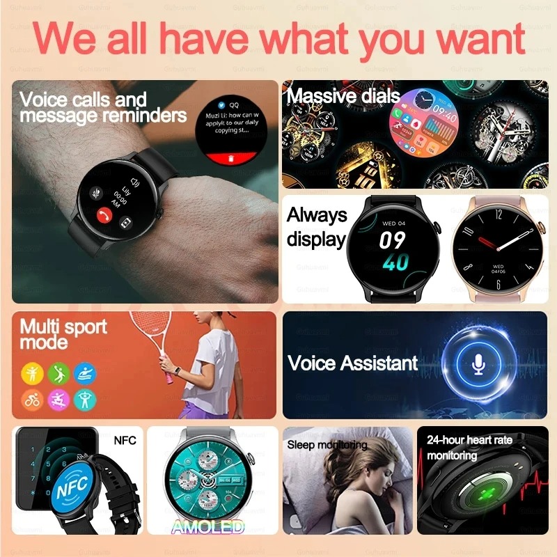 Women Smartwatch NFC AMOLED Sc - Smartwatch Custom ulasan dan harga